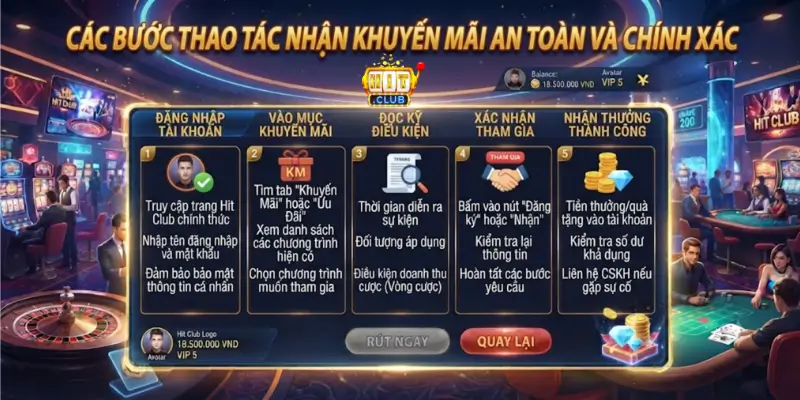 Các bước thao tác nhận khuyến mãi an toàn và chính xác