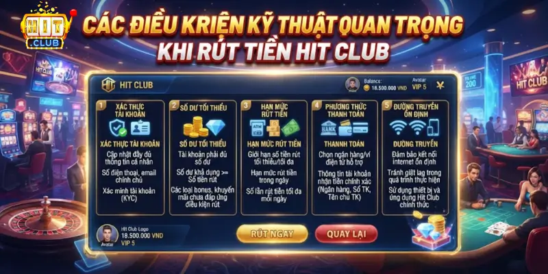 Các Điều Kiện Kỹ Thuật Quan Trọng Khi Rút Tiền Hit Club